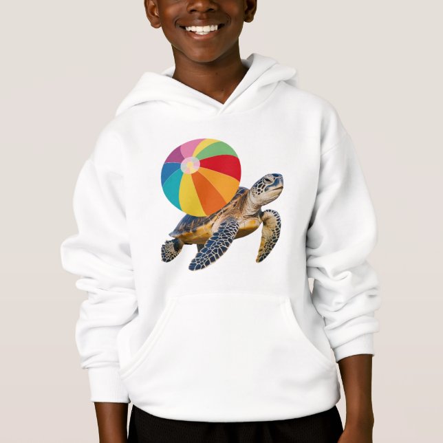 Playful Sea Turtles with Beach Ball Hoodie (Front)