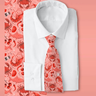 Playful Seafood Pattern with crabs and shrimps Neck Tie