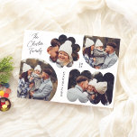 Playful Shapes Christmas Photo Collage Budget<br><div class="desc">Share your holiday joy with our unique and modern Christmas photo cards! The front showcases four photos arranged in playful shapes, including a circle, an arch, a flower, and a wavy rectangle. A fun twist on a traditional holiday card design. Your family name is written in modern script in the...</div>