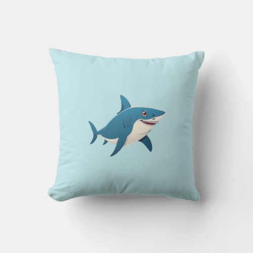 Playful Shark Character Illustration Baby Pillow