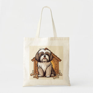 Playful Shih Tzu Dog House Tote Bag