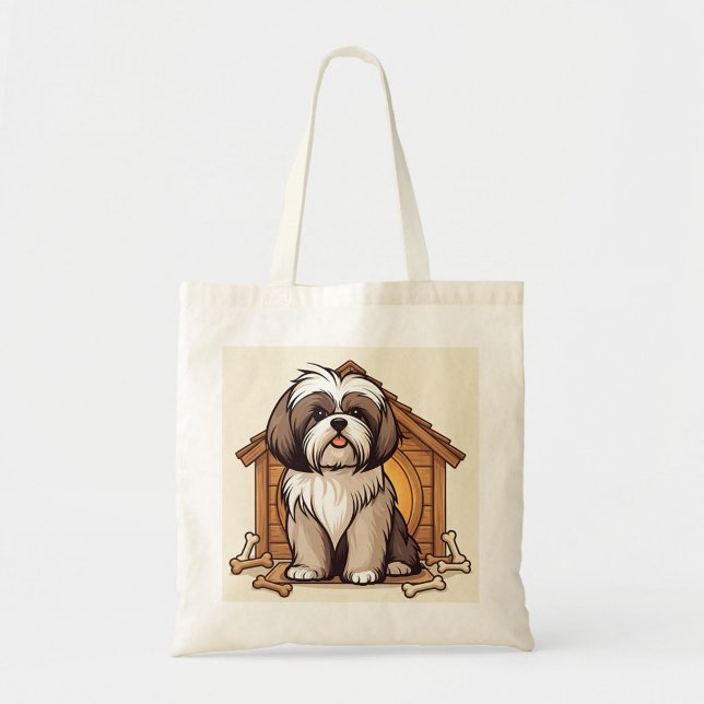 Playful Shih Tzu Dog House  Tote Bag (Shih Tzu Fans!)