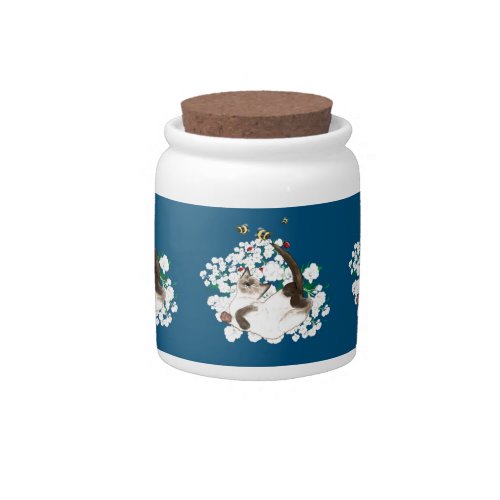 Playful Siamese Cat Candy Jar