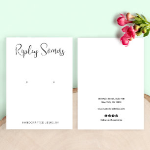 Playful Signature Script Calligraphy Earring Business Card