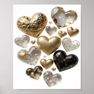 Playful Silver GEMSTONE HEARTS Poster