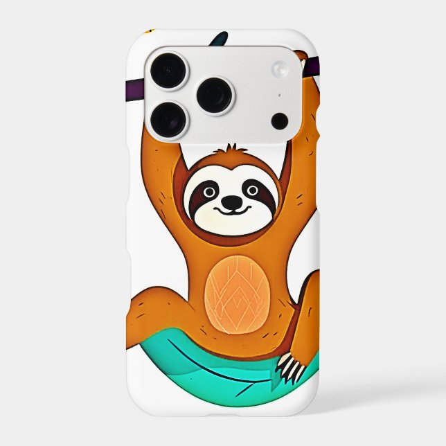 Playful Sloth Hanging from a Tree Iphone Case (Back)