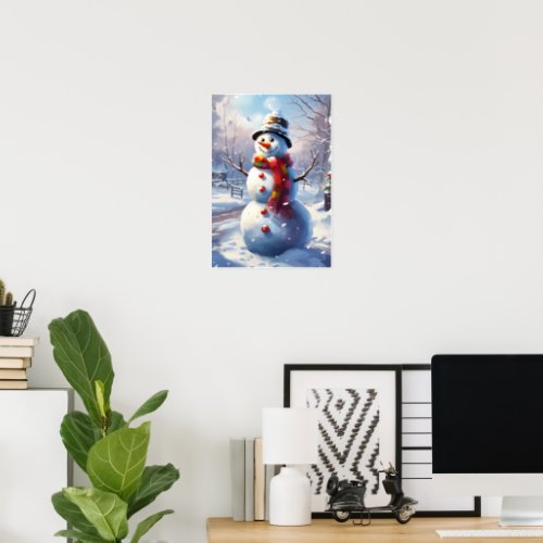 Playful snowman Wall art poster