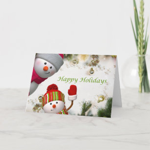 Playful Snowmen Greeting - Personalized Greeting  Card