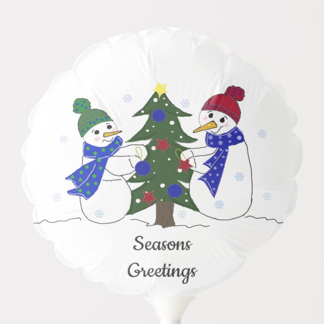 Playful Snowmen Seasons Greetings Winter  Balloon (Front)