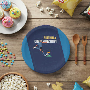 Playful Soccer Birthday Championship Party Paper Plates