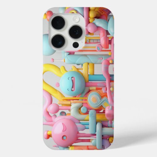 Playful soft forms in pastels iPhone 15 pro case