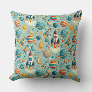 🚀🌌 Playful Space Adventure Decor Gift ✨ Throw Pillow
