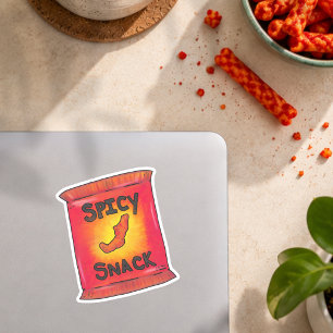 Playful Spicy Puff Snack Bag Illustration Sticker