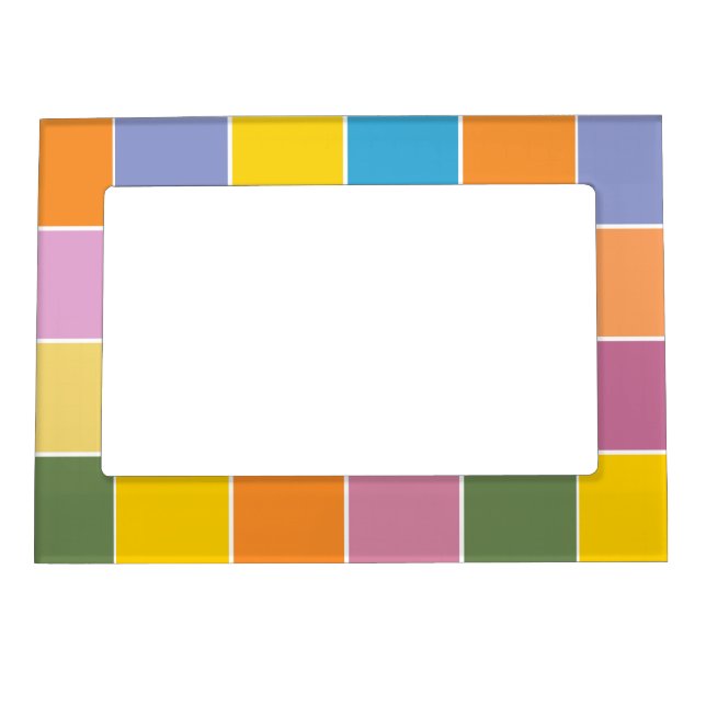 Playful Springtime Checkers Magnetic Frame (Front)