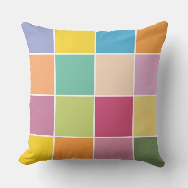 Playful Springtime Checkers Outdoor Pillow (Front)
