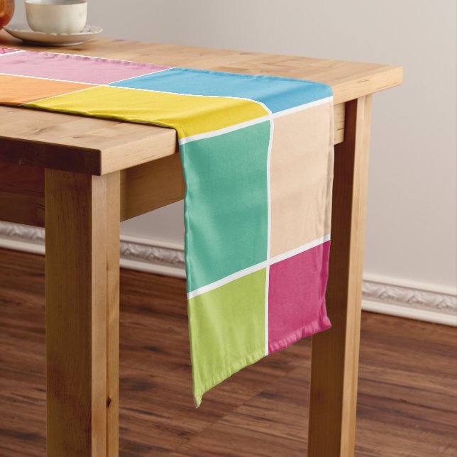 Playful Springtime Checkers  Short Table Runner (In Situ)