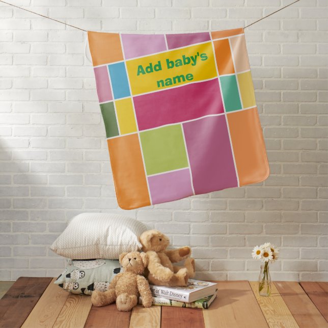 Playful Springtime Geometric Blocks  Baby Blanket (In Situ)