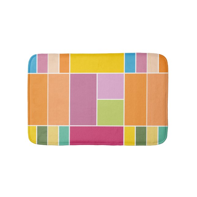 Playful Springtime Geometric Blocks Bath Mat (Front)