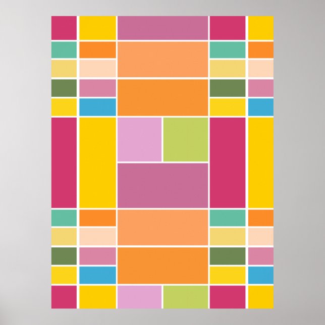 Playful Springtime Geometric Blocks Poster (Front)