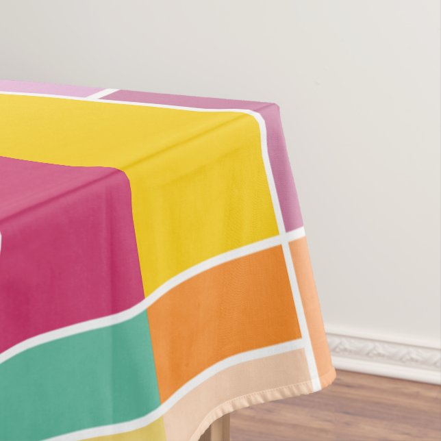 Playful Springtime Geometric Blocks Tablecloth (In Situ)