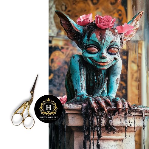 Playful Sprite Gothic Paris Gargoyle Decoupage  Tissue Paper