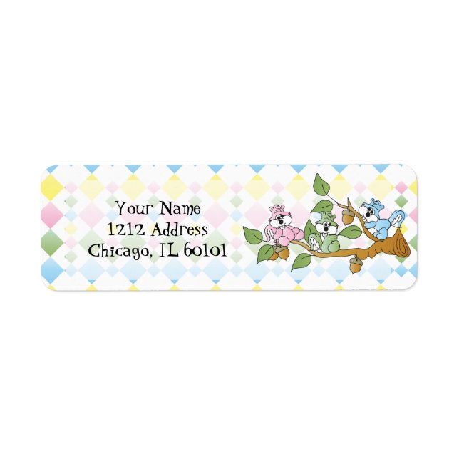 Playful Squirrel Baby Shower Theme Label (Front)