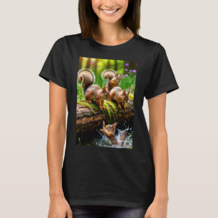 Playful Squirrels In Forest Nature Women's T-Shirt