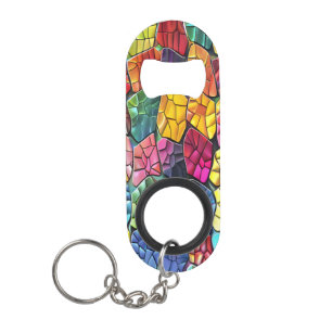 Playful Stained Glass Charm Keychain Bottle Opener