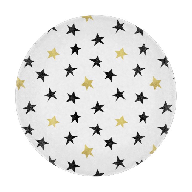 Playful Stars - Black & Gold Cutting Board (Front)