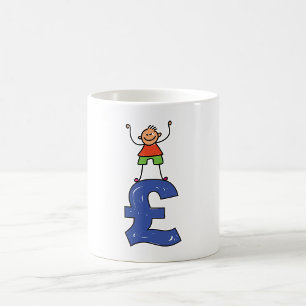 Playful Stick Figure Standing on Pound Coffee Mug