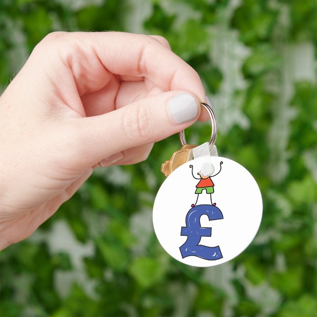 Playful Stick Figure Standing on Pound Keychain (Creator Uploaded)