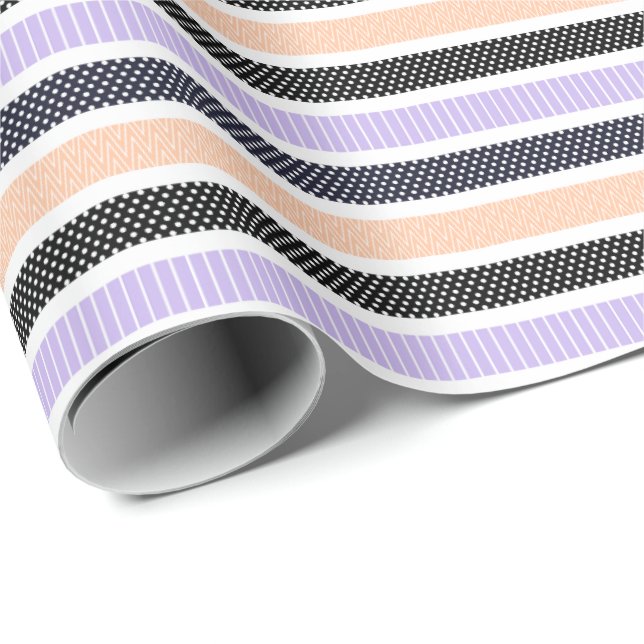 Playful Striped Polka Dot Pattern Wrapping Paper (Roll Corner)