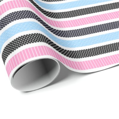 Playful Striped Polka Dot Pattern Wrapping Paper