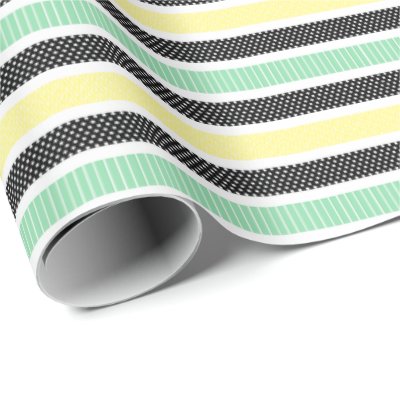 Playful Striped Polka Dot Pattern Wrapping Paper