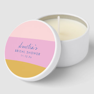 Playful Stripes Blue Yellow Custom Bridal Shower Mini Candle Favors