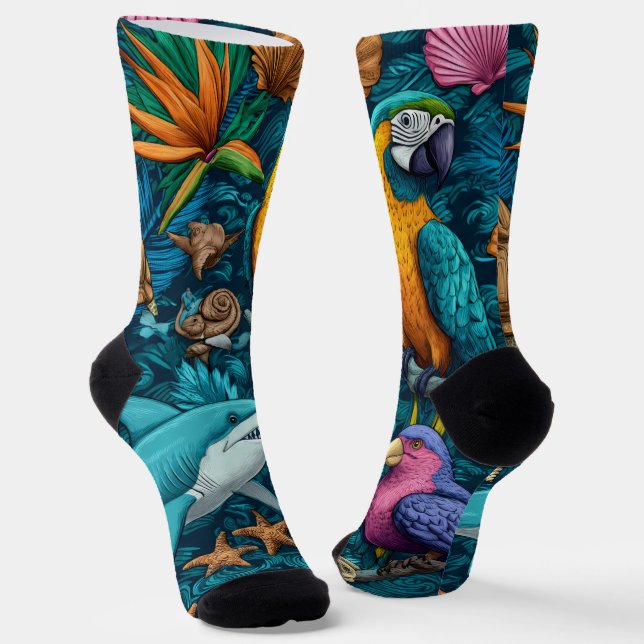 Playful Summer Animals Crew Socks Gift (Angled)