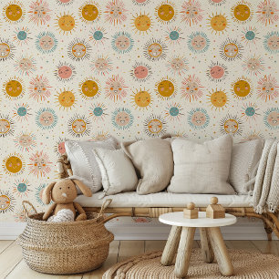 Playful Sun Faces Peel & Stick Wallpaper