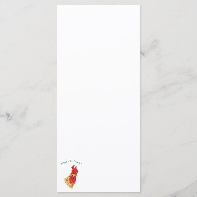 Playful Surprised Rooster Menu Fun Farm (Back)