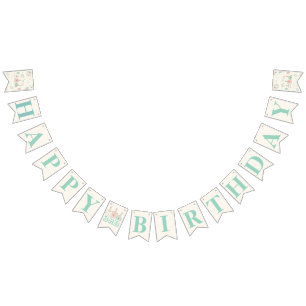 Playful Sweet and Three Kids Birthday Bunting Flags