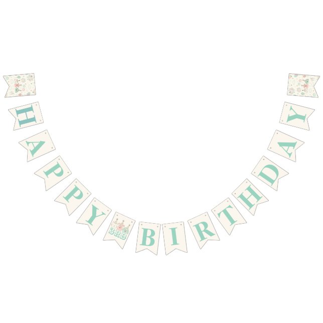Playful Sweet and Three Kids Birthday Bunting Flags (All)