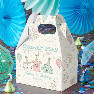 Playful Sweet and Three Kids Birthday Favor Box