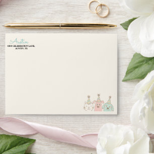 Playful Sweet and Three Kids Birthday Invitation Envelope