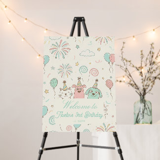 Playful Sweet, Three Photo Kids Birthday Foam Board