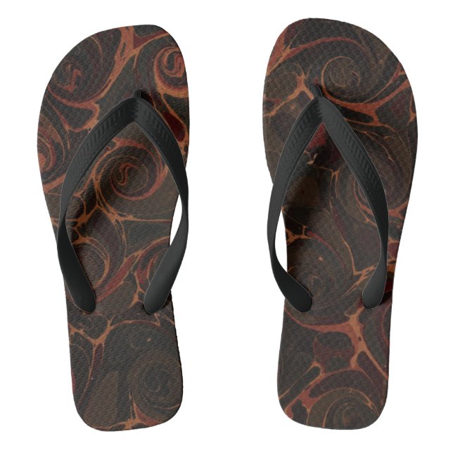 Playful Swirls Dark Brown Flip Flops (Footbed)