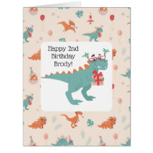 "Playful t-rex Birthday Card  