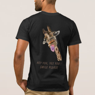 Playful T-Shirt Funny Giraffe Tongue Out and Text