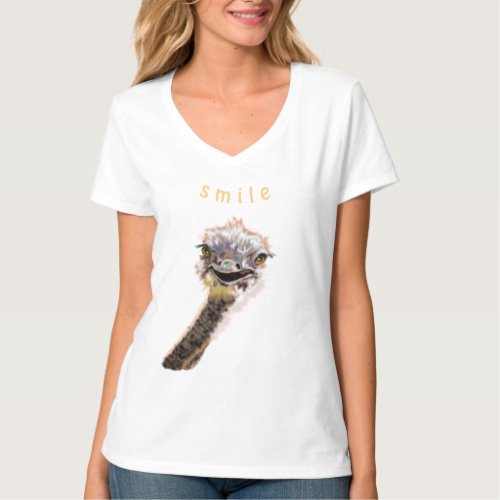 Playful T_Shirt Happy Ostrich Smile _ Fun