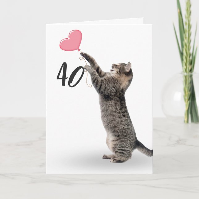 playful tabby cat for 40th birthday card (Front)