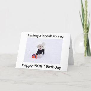 PLAYFUL TALKING DOG SAYS "HAPPY 50th" AND PLAY!!!! Card