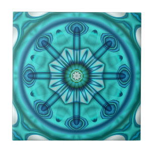 Playful Teal Blue Green Geometric Bathroom Tile